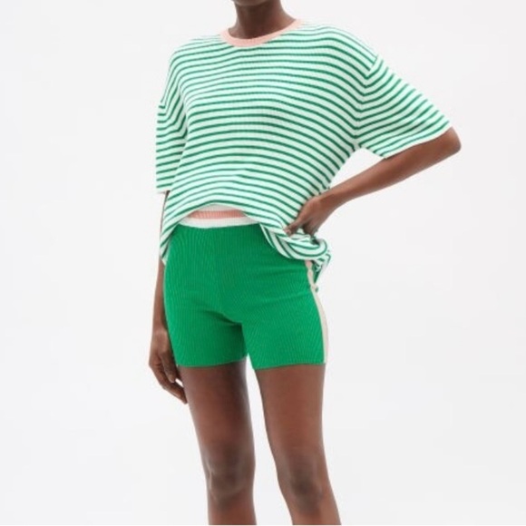 The Upside Tropez Lyla Knit Tee Green White Medium Stripes Organic Cotton NWT - Picture 8 of 8
